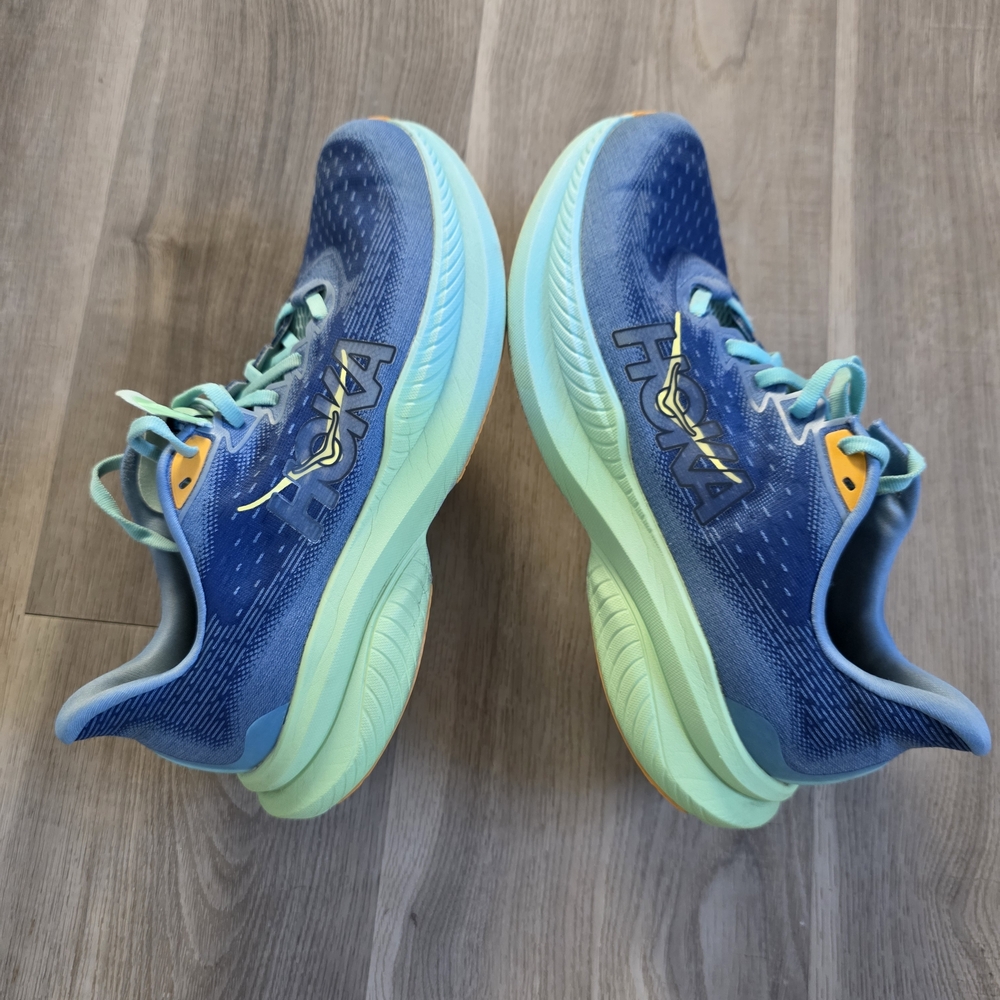 Hoka Blue and Mint Running Shoes